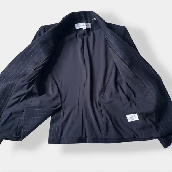 Veronica Beard Tyra Dickey Navy Pinstripe Blazer Jacket Preppy Academia Size 2 - Picture 9 of 15